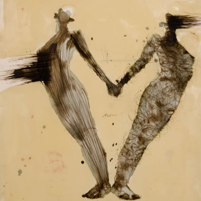 On Forward Momentum #5, 44" x 30", Oil, Ink, Water Color on Paper, 2010