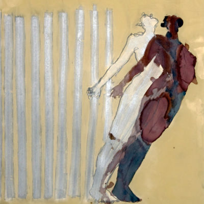 On Forward Momentum #13, 44" x 30", Oil, Ink, Water Color on Paper, 2010