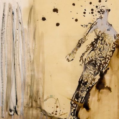 On Forward Momentum #1, Oil, Ink, Gouache, Graphite, and Wax on Paper, 44" x 30", 2010